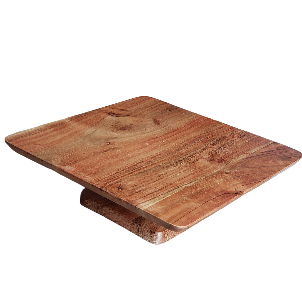 Square Wedding Cake Stand, Square Cake Pedestal, 12-inch Wooden Stand, Rustic